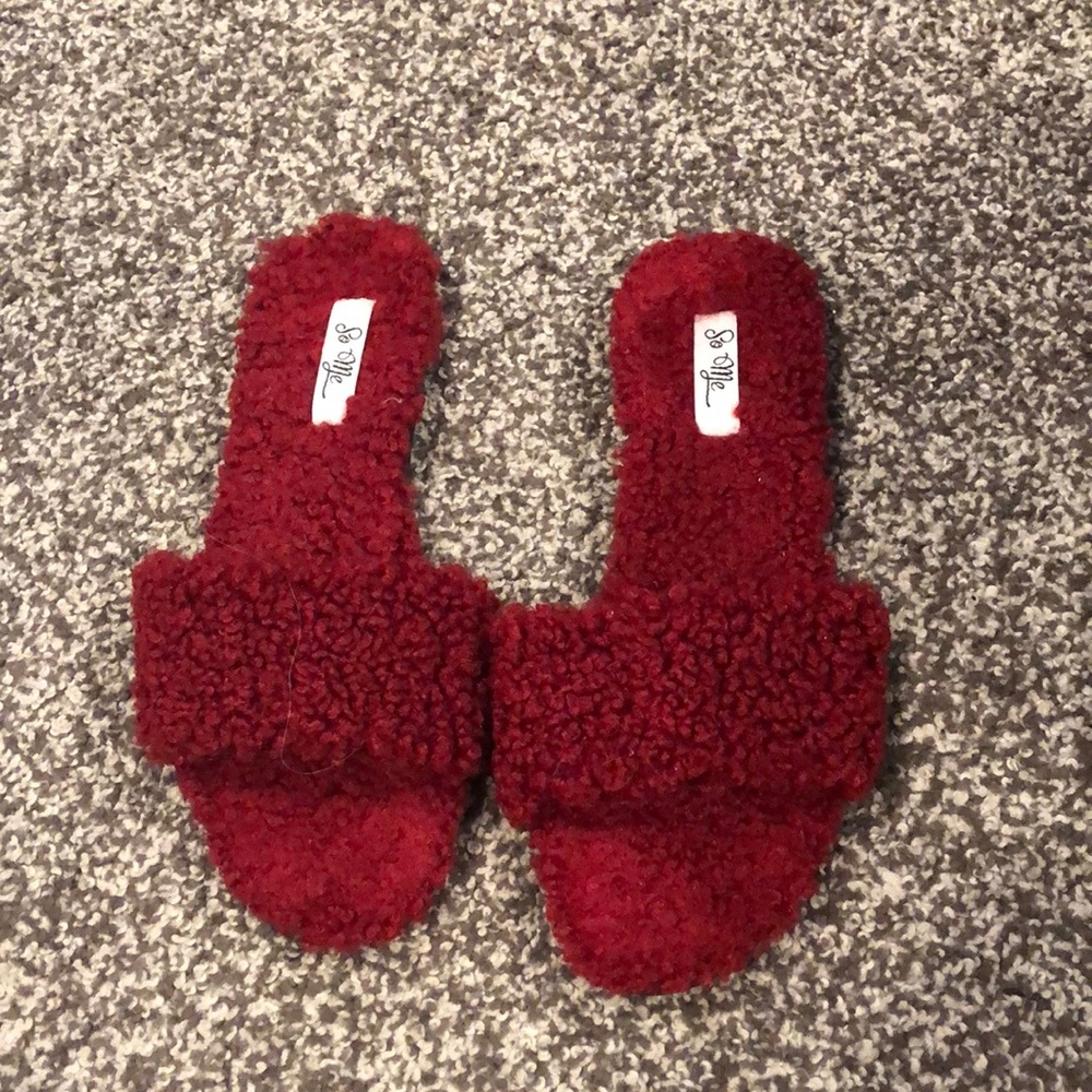 Red fuzzy slides